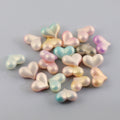 Matte Gradient Heart Acrylic Beads 23mm Imitation Pearl 100pcs