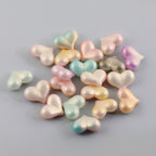 Matte Gradient Heart Acrylic Beads 23mm Imitation Pearl 100pcs