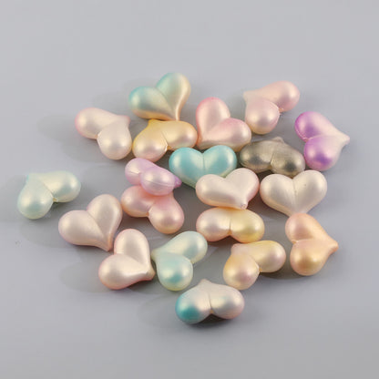 Matte Gradient Heart Acrylic Beads 23mm Imitation Pearl 100pcs