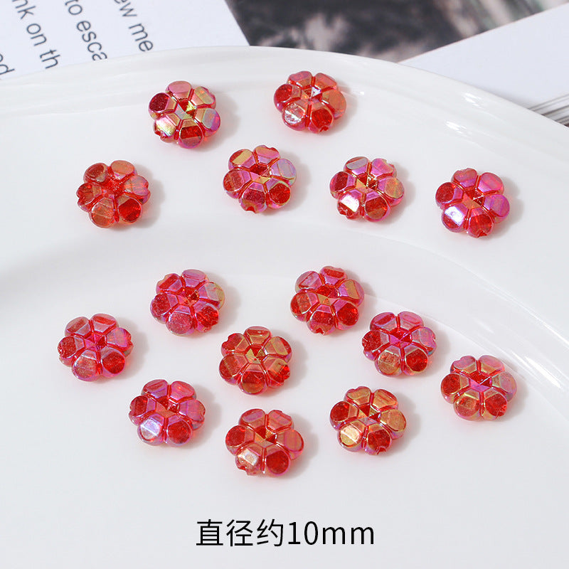 Transparent Faceted Plum Acrylic Beads 10mm Colorful Assorted 50pcs 12