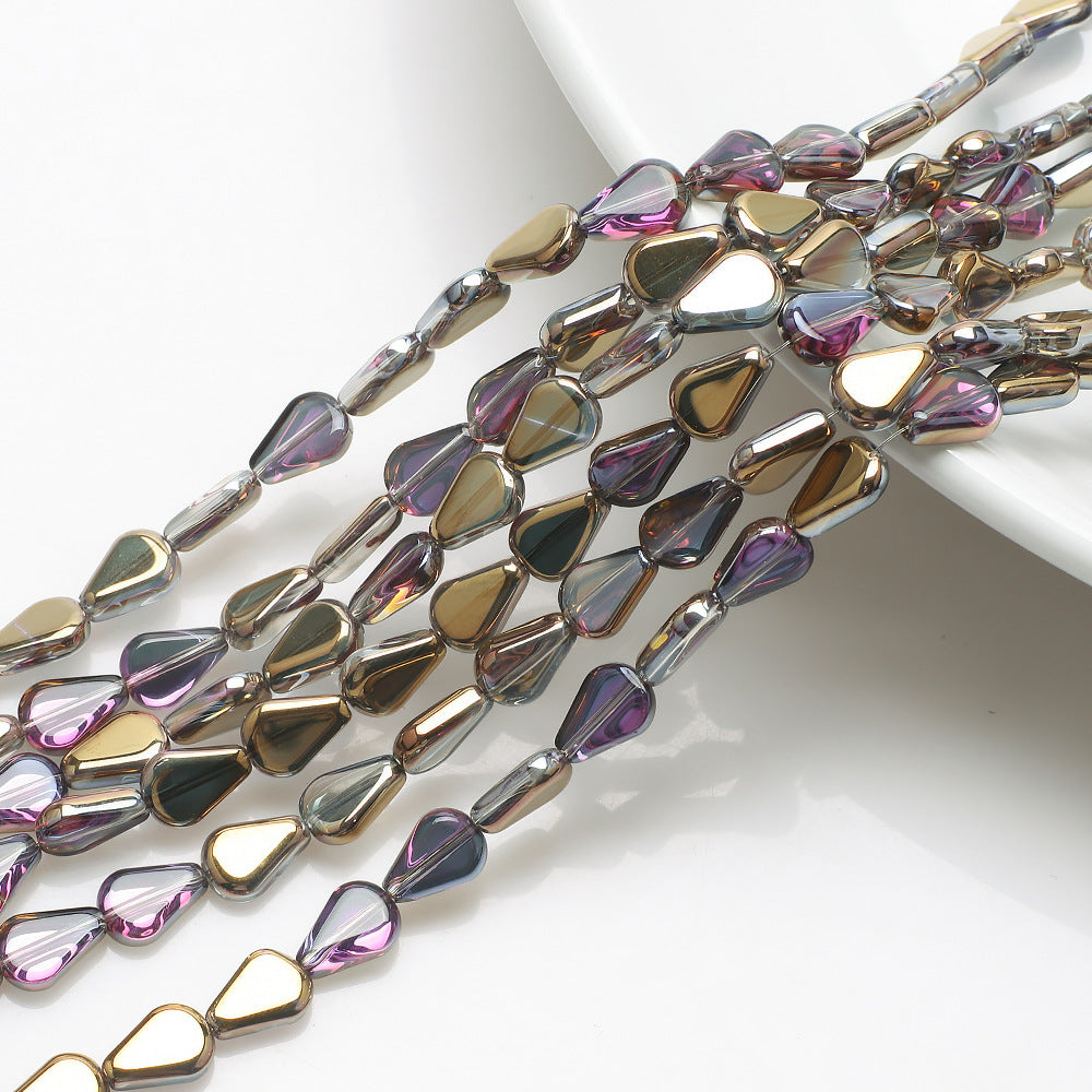 Electroplated Melon Seed Glass Beads 8mm 11mm Teardrop Iridescent 30pcs 17