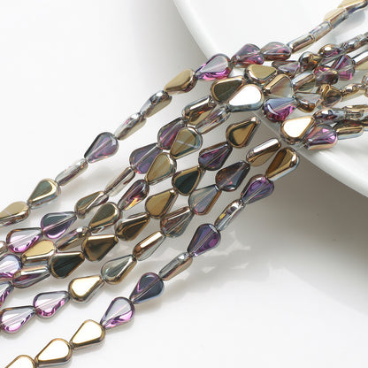 Electroplated Melon Seed Glass Beads 8mm 11mm Teardrop Iridescent 30pcs 17