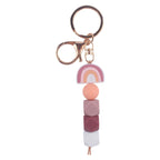 Rainbow Silicone Beaded Keychain with Gold Clasp 14cm 6