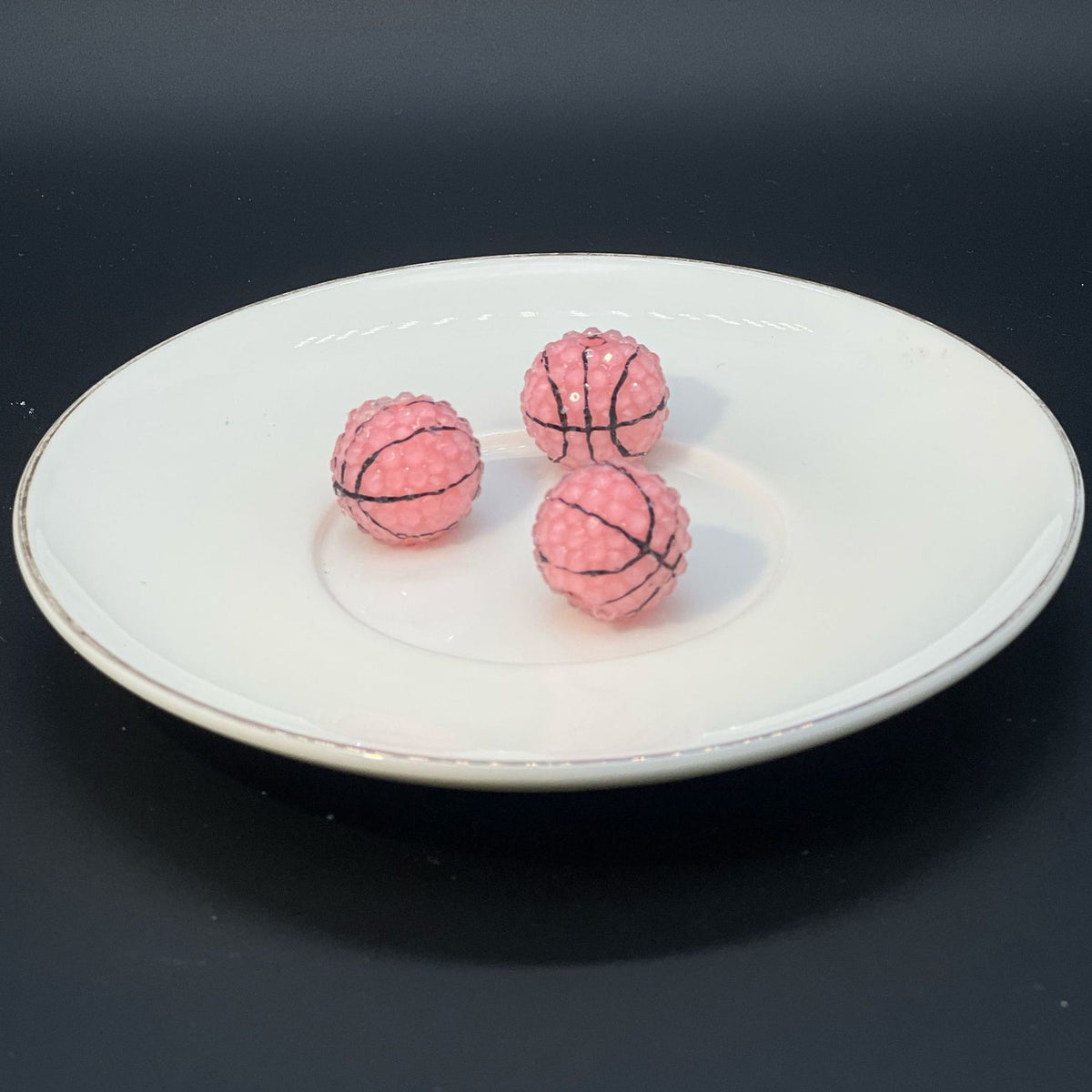 Sports Bubblegum Beads 20mm Basketball Pattern Acrylic 25pcs 6