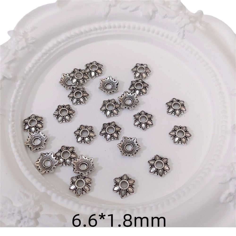 Alloy Flower Spacer Beads 6mm Six Petal Tibetan Style 100pcs 5