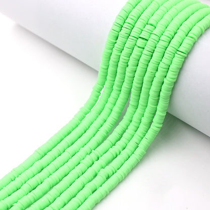 Flat Clay Beads 6mm Solid Color Smooth Polymer Disc 10strands 17