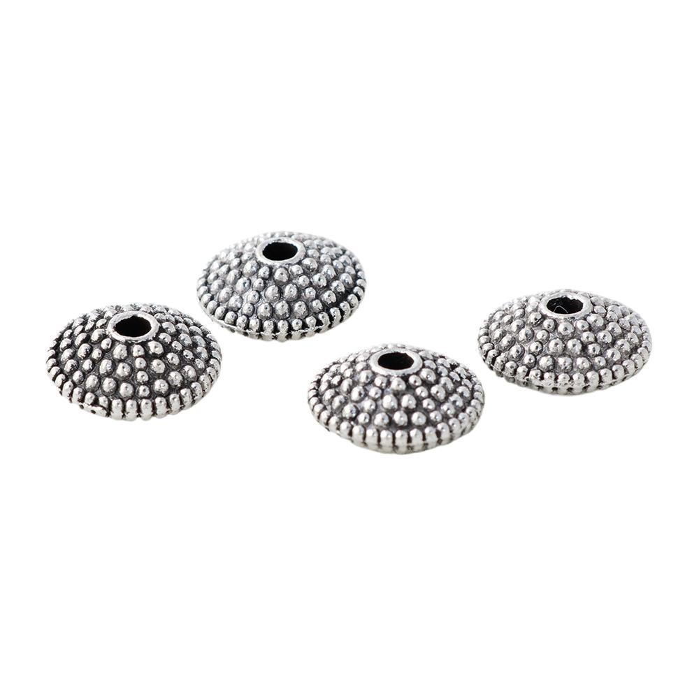Alloy Round Spacer Beads 11mm Distressed Polka Dotted Tibetan 50pcs 2