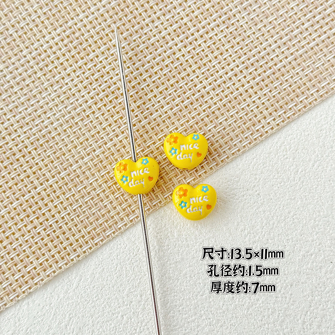 Double Sided Heart and Perfume Bottle Metal Beads 13/16mm Painted Alloy 10pcs 8