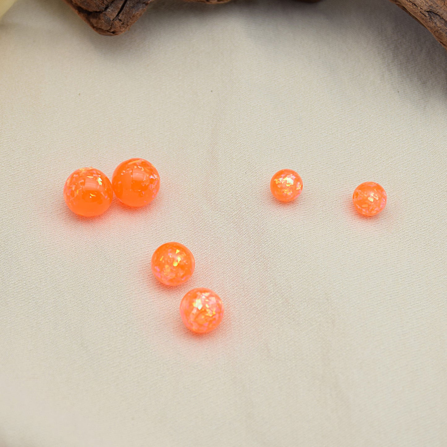 Glitter Powder Embedded Resin Beads 6-12mm Solid Colors 10pcs 11