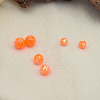Glitter Powder Embedded Resin Beads 6-12mm Solid Colors 10pcs 11