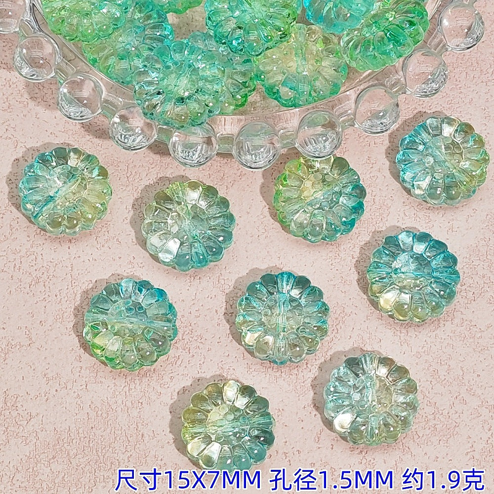 Gradient Sunflower Glass Beads 15mm Glossy Translucent Petals 25pcs 15