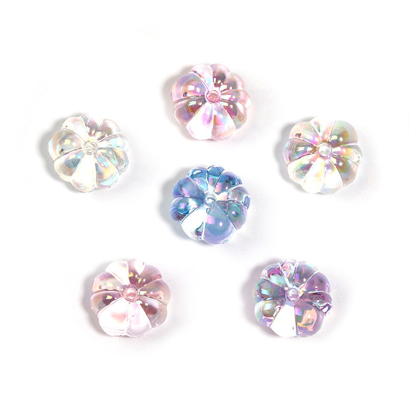 Transparent Flattened Pumpkin Acrylic Beads 16mm Pastel Glow 100pcs 5