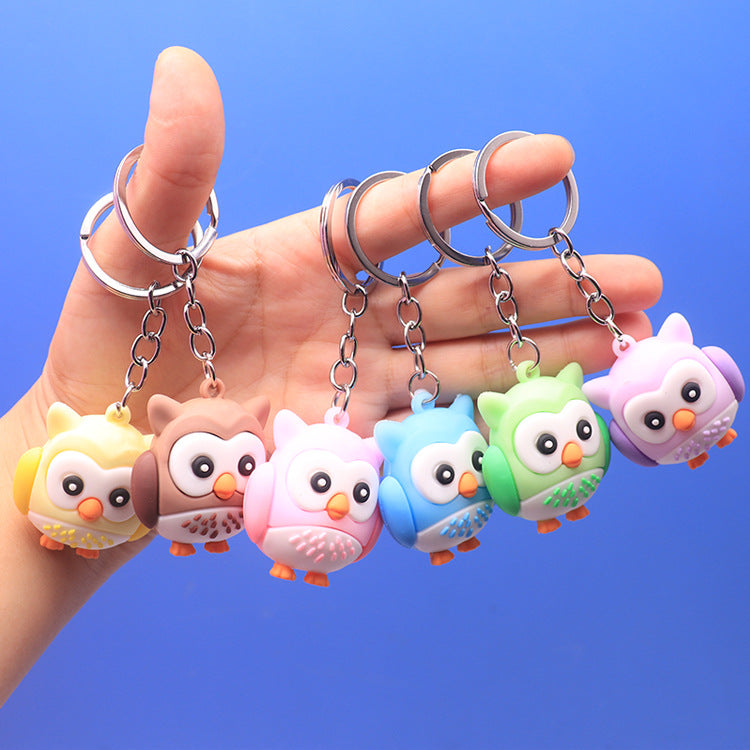 Silicone Owl Keychain Cute Wild Animal Charm Pastel Colors