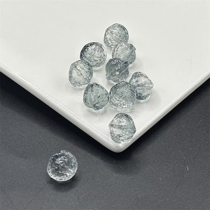Small Walnut Shape Transparent Glass Beads 12mm Translucent Blue 100pcs 9
