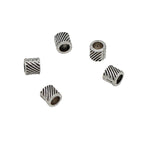 Tube Metal Beads 5mm Diagonal Patterned Tibetan Silver Tone Large Hole 100pcs 5