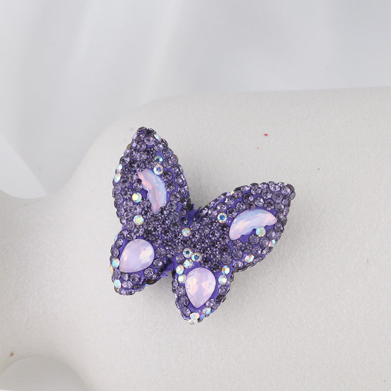 Polymer Clay Butterfly Rhinestone Beads 36mm Napal Style 2pcs 17