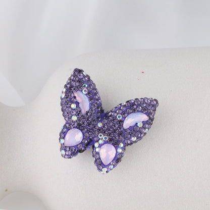 Polymer Clay Butterfly Rhinestone Beads 36mm Napal Style 2pcs 17