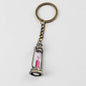 Vintage Metal Kerosene Lamp Hourglass Keychain with Colorful Sand 8