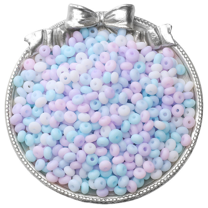 Frosted Abacus Glass Beads 3x6mm Pastel Matte Finish 70pcs 27