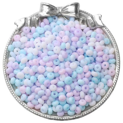 Frosted Abacus Glass Beads 3x6mm Pastel Matte Finish 70pcs 27