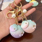 Gradient Shell Alloy Keychain with Pearl and Star Accents 2