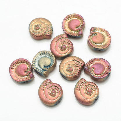 Electroplated Snail Glass Beads 12mm Transparent Iridescent 30pcs 22
