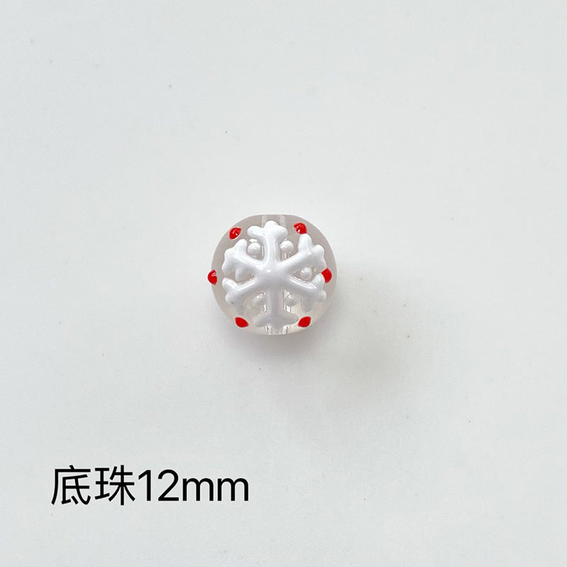 Hand Painted Christmas Enamel Glass Beads 12mm 14mm 1pc 22