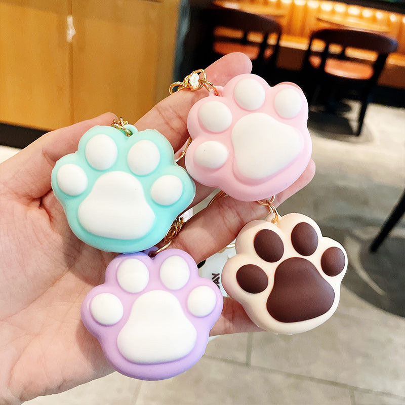 PVC Cat Claw Keychain Soft Adhesive Cute Animal Charm Vivid Colors 3