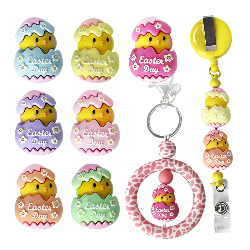 Silicone 3D Focal Beads Easter Chicken Hatching Egg Cracked Shell Top 20pcs