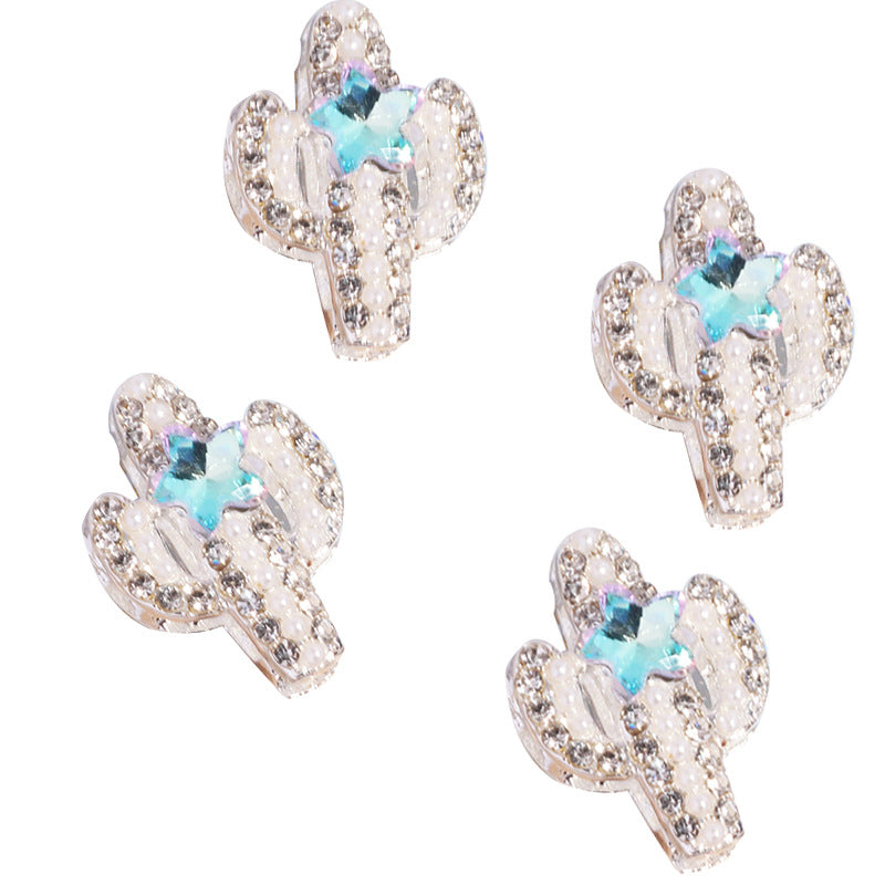 Rhinestone Encrusted Cactus Rhinestone Beads 23mm Alloy 2pcs 5