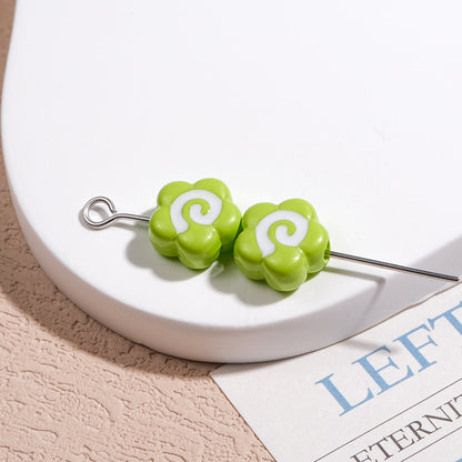 Painted Fish Cake Acrylic Beads 10mm Glossy Swirl Mixed Colors 50pcs 15