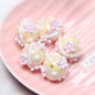 Painted Flower Acrylic Beads 16mm Round 14x18mm Square Purple Hand Painted 1pc 10