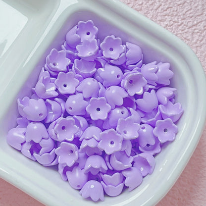 Painted Lily Acrylic Beads 9mm Dopamine Color Baked Finish 30pcs 8