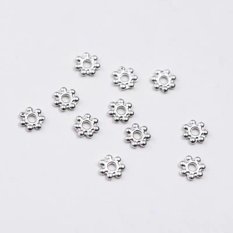 Zinc Alloy Snowflake Spacer Beads 4mm 6mm Tibetan Style 1000pcs 7