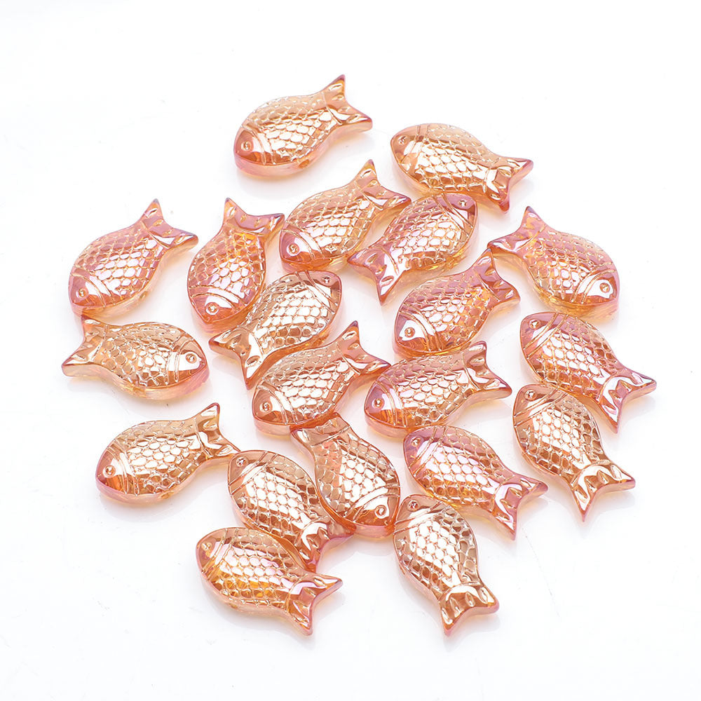 Electroplated Transparent Fish Glass Beads 8x15mm 30pcs 15