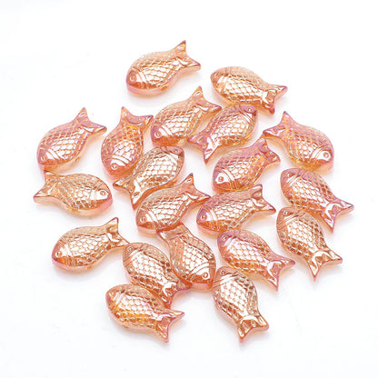 Electroplated Transparent Fish Glass Beads 8x15mm 30pcs 15