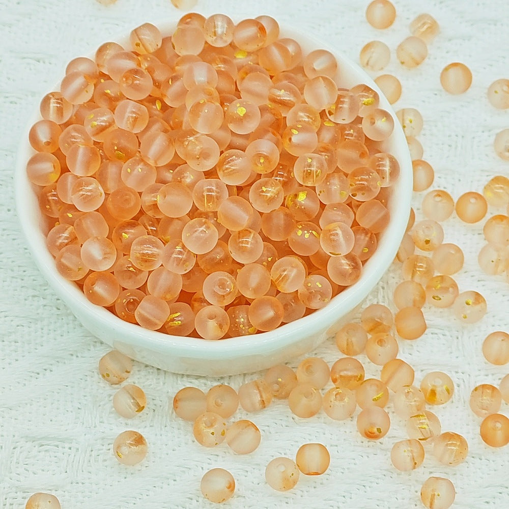 Frosted Round Glass Beads 6mm Colorful Speckled Matte Finish 50pcs 41