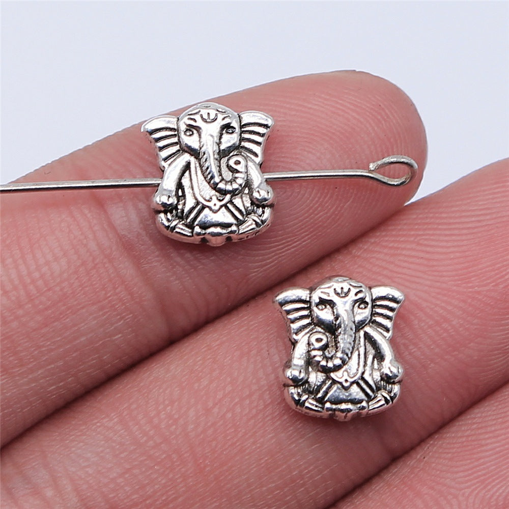 Elephant Metal Beads 11mm Antique Silver Tone Alloy 30pcs
