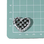 Transparent Heart Acrylic Beads 26mm Two-Color Plaid Lace Edge 10pcs 5