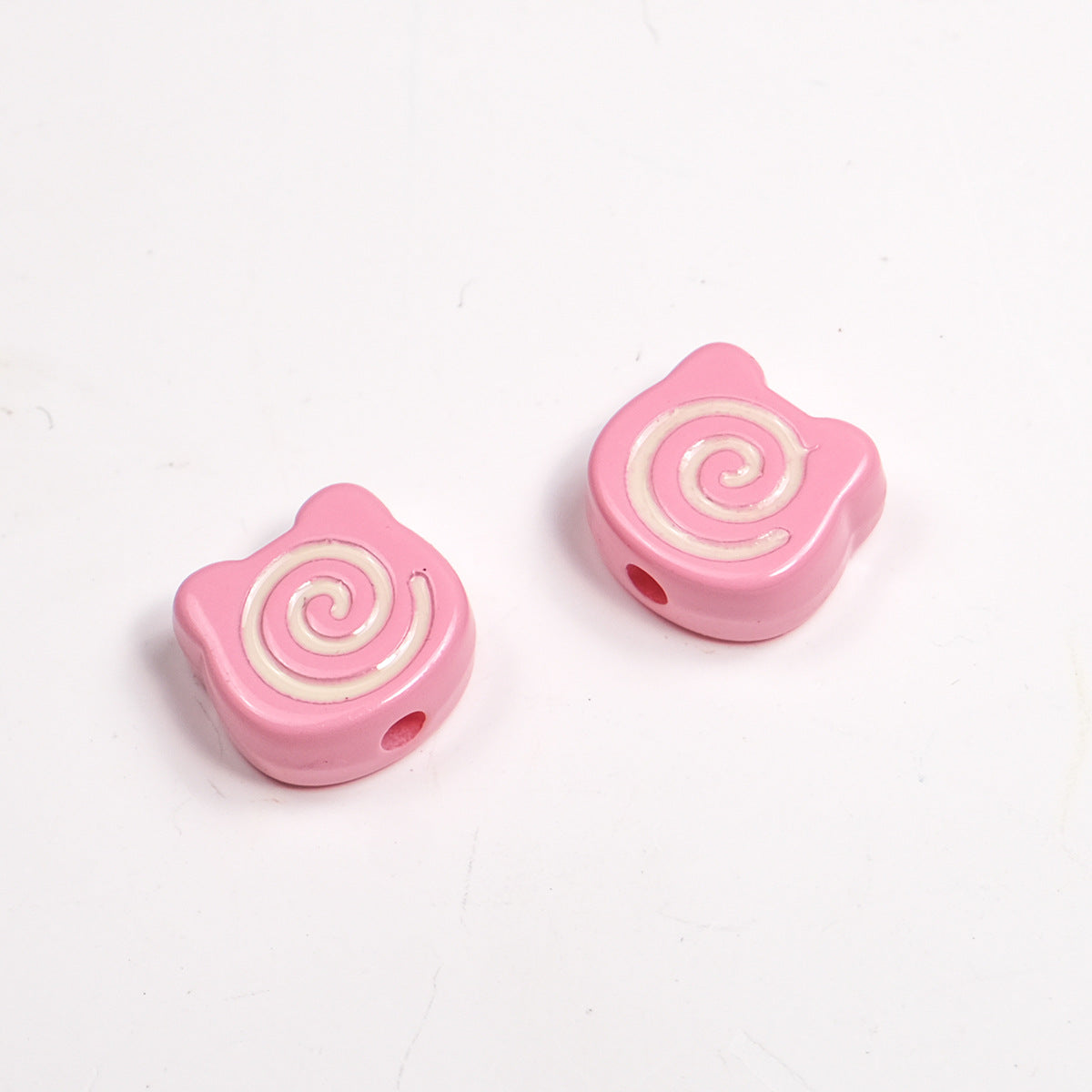 Painted Spiral Bear Acrylic Beads 11mm Colorful Glossy 50pcs 11