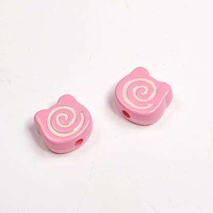 Painted Spiral Bear Acrylic Beads 11mm Colorful Glossy 50pcs 11