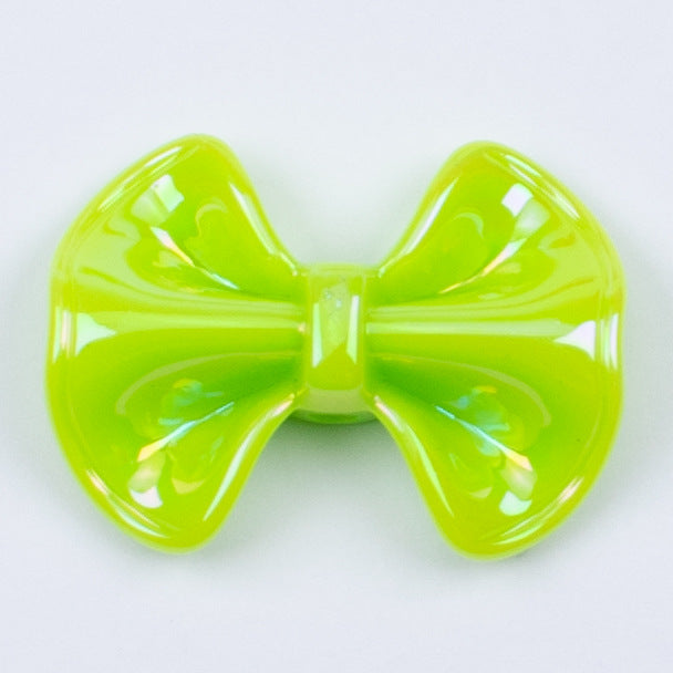 Plated Fat Bow Acrylic Beads 24mm Solid Glossy Color 100pcs 12