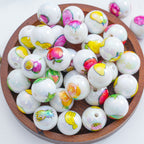 Plating Round Acrylic Beads 16mm Fresh Fruit Printed Glossy 20pcs 2