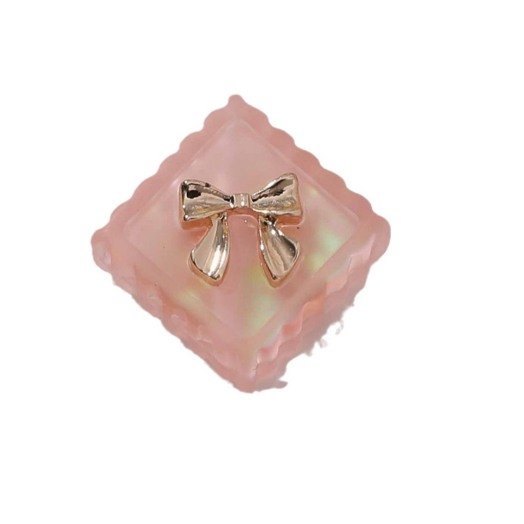 Matte Lace Bow Square Resin Beads 13mm Pastel Colors 10pcs 5
