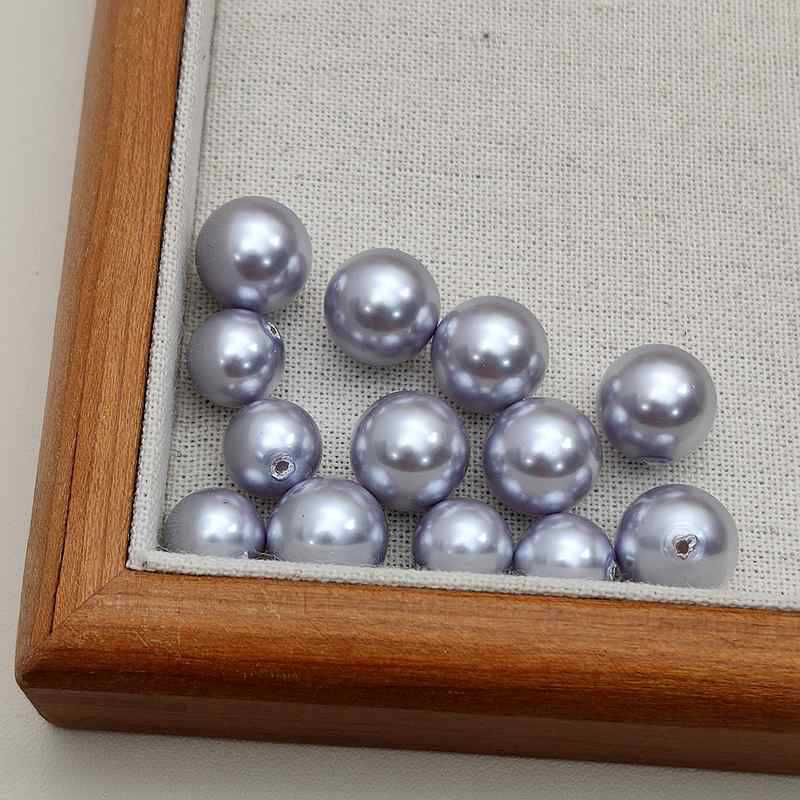 Purple Pearl Glass Beads 10mm 12mm Imitation Lustrous Round 5pcs 4