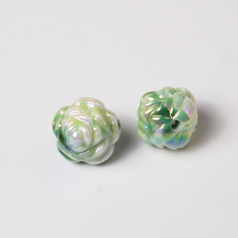 Plating Rose Ball Acrylic Beads 16mm Dual Color Glossy 50pcs 8