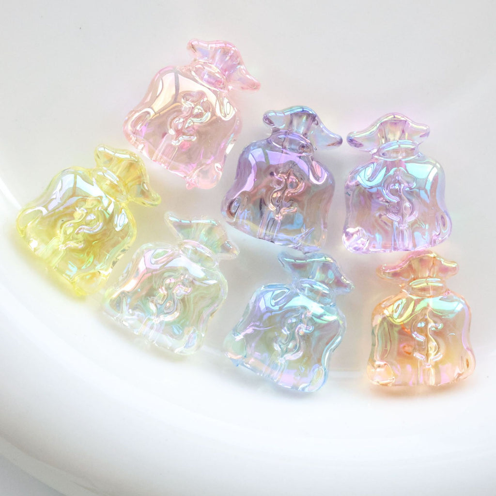 UV Plating Money Bag Acrylic Beads 22mm Translucent Pastel 20pcs