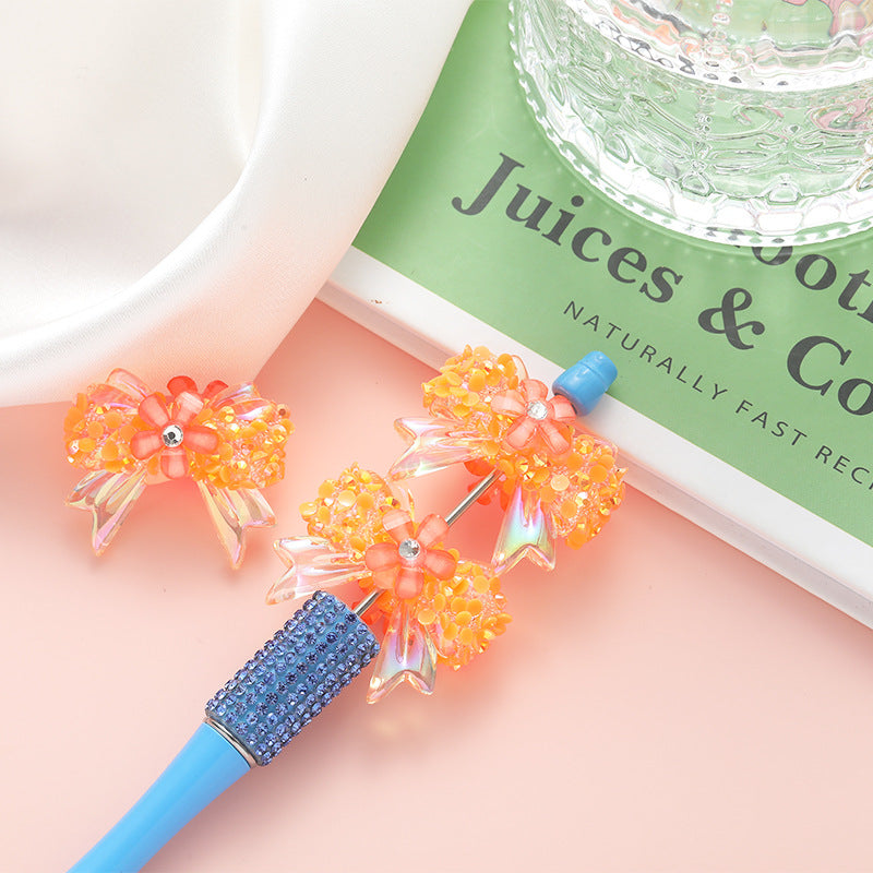 Sakura Bow Acrylic Beads Rhinestone Translucent 10pcs 9