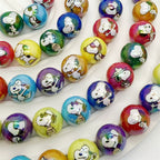 Plated Round Acrylic Beads 16mm UV Plating Snoopy Design 50pcs 3