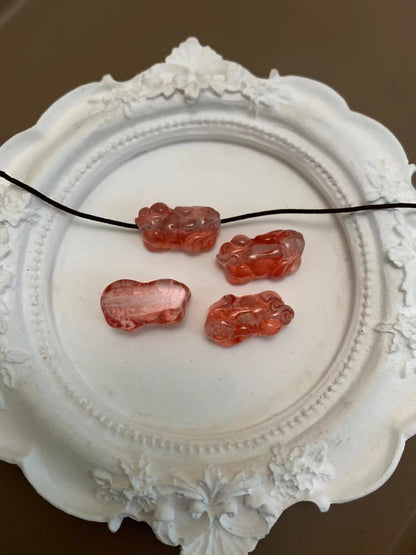 Imitation Strawberry Quartz Mythical Animal Resin Beads 13mm 10pcs 5